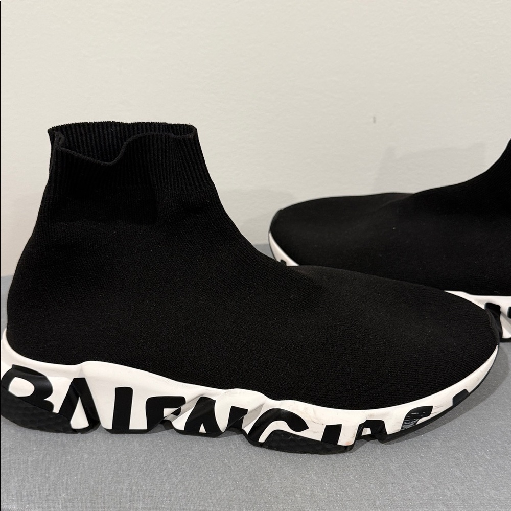 Balenciaga Black Knit High-Top Sneakers
